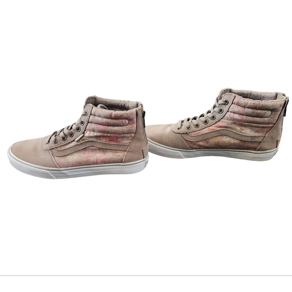 Vans Women's Sk8 Hi High Top Sneakers Beige and Pink Floral Zip Closure Shoes/ 8 - Picture 7 of 10